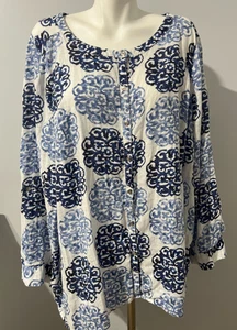 JM Collection Women 20 W Linen Top Blouse Button Down Front - Picture 1 of 7