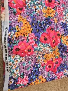 Bright Floral Fabric Ann Erde Just in Material Design Apparel 1.5 yards+ - Picture 1 of 5