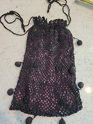 Vintage Black Crochet Purse Black - Image 1 of 4