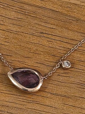 EFFY NECKLACE,  AMETHYST & DIAMOND.  ROSE GOLD 16" - Image 1 of 4