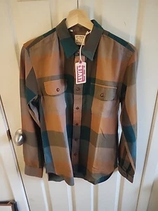 Mens Shirt LVC Levis Western Wear Green And Tan Wood Button New - Picture 1 of 6