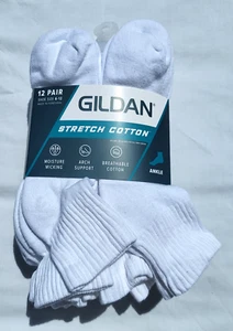Gildan Herrensocken Schuhgröße 6-12 Stretch Baumwolle Knöchelschnitt weiß 12 Paar - Bild 1 von 6