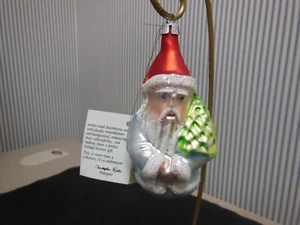 Christopher Radko Santa Glass Christmas Tree Ornament 1990 Tag Attached - Picture 1 of 10