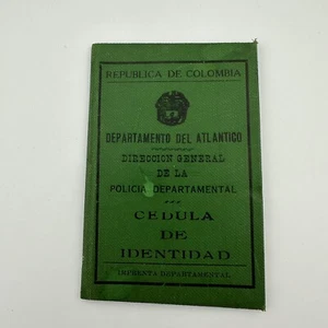 Carta d'identità vintage 1936 obsoleta Repubblica Columbia Atlantic Dept Gen direttore polizia - Foto 1 di 20