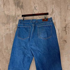 Woolrich Flannel Lined Jeans 36x30 Medium Work Wear Denim Relaxed Leather Logo