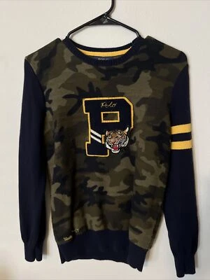 Ralph Lauren Tiger Varsity Collage Knit Jumper Size M (10-12) - Image 1 of 4