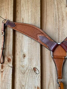 Beautiful Thick Contoured Basketweave Breastcollar Breastplate Western Ranch - Picture 1 of 3