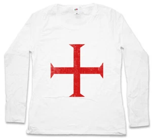 TEMPLAR CROSS II DAMEN LANGARM T-SHIRT Rotes Templer Orden Kreuz Ordo Red - Picture 1 of 1