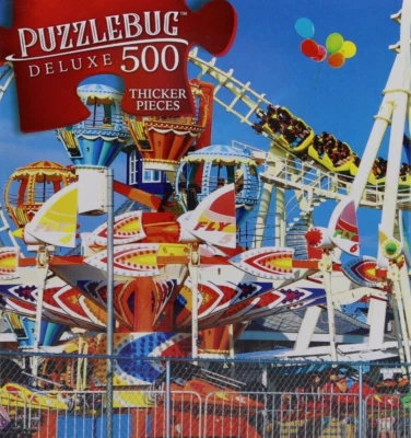 500 Pieces Jigsaw Puzzle Amusement Park Rides 20 X 12 Puzzlebug Deluxe - Image 1 of 3