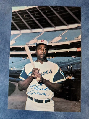 Hank Aaron Team Issued Atlanta Braves Photo 3.5 x 5.5 - Image 1 of 2