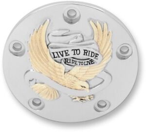 Chrome Gold Live to Ride Timer Points Cover Harley Twin Cam Dyna Softail 99-17