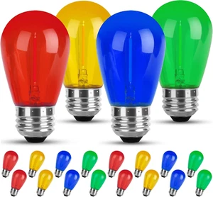 Colored Led String Light Bulbs16 Pack for Replacement, S14 Multi-Color Bulb with - Picture 1 of 12