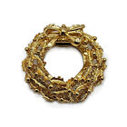 Vintage Sweater Scarf Clip Wreath Bow Gold Tone Circle Round Fur 1 1/2 Inches