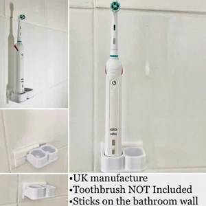 Toothbrush Stand Holder Wall Mounted Two 2 Oral B Electric Toothbrushes UK Made - Picture 1 of 7