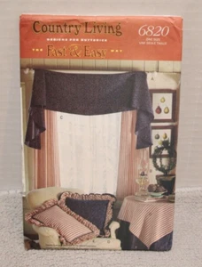 Window Treatments Country Living 6820 Pattern Tablecloth Pillows Butterick - Picture 1 of 3