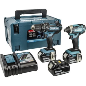 Makita 18 Voltios Inalámbrico Doble Pack 3 x 3Ah Baterías + 216 Piezas Paquete de Accesorios - Imagen 1 de 12