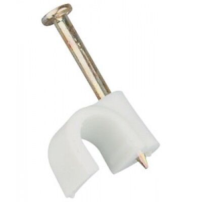 Round White Cable / Pipe Clips Various Clip Sizes + Pack Sizes - Hardened Nails. • 1.70£