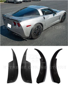 Para 05-13 Corvette C6 Base | Protectores de aletas de barro delanteras y traseras extendidas NEGRO MATE - Imagen 1 de 12