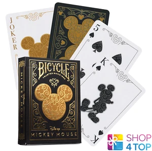 BICYCLE DISNEY MICKEY MOUSE BLACK & GOLD PLAYING CARDS DECK POKER SIZE USA NEW - Picture 1 of 12