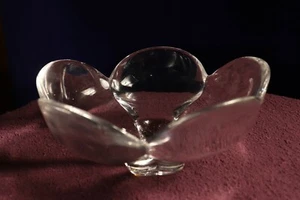 Orrefors Sweden Crystal Cut Large Glass 5 Lobe Lotus Flower Serving Bowl - Picture 1 of 11