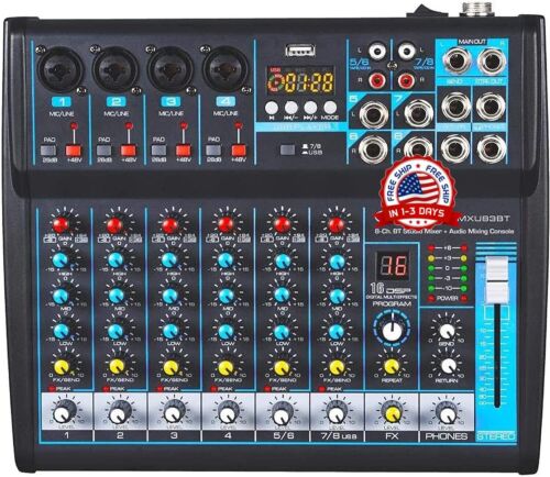 Profi DJ Sound Controller 8 Kanal Mixer Studio USB Bluetooth