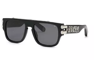 PHILIPP PLEIN SPP011X SONNENBRILLE FARBE 0700 PLEIN PURE PLEASURE LONDON SCHWARZ SILBER - Bild 1 von 12