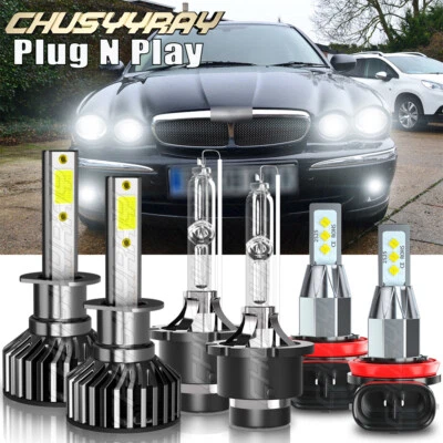 For 2004 2005 2006 2007 2008 Jaguar X-Type LED / HID Headlights Hi/Lo+Fog Lights - Image 1 of 4