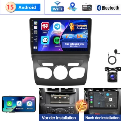64GB 10.1" Autoradio Android 15 GPS Navi WIFI Carplay Für Citroen C4L 2013-2017 - Bild 1 von 4