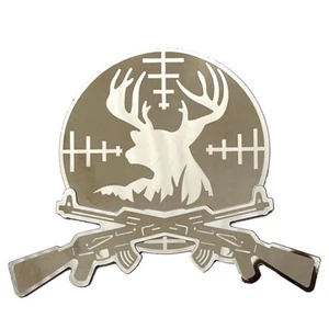 Buck Deer Crosshair Cross Rifle Stainless Steel Dual Layer Emblem Sticker Decal - Bild 1 von 4