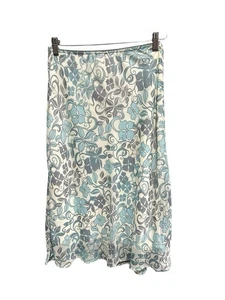 Vinage Conneted Skirt Blue Foral Knee Length 90s Y2K Elastic Waist Midi Fairycor - Picture 1 of 4