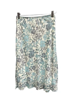 Falda Conectada Vinage Azul Foral Hasta la Rodilla Años 90 Y2K Cintura Elástica Midi Fairycor Foto 1 de 4