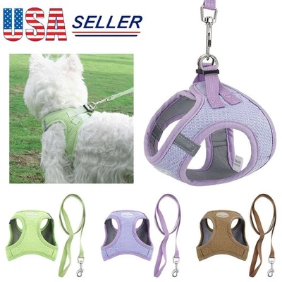 Breathable Small Dog Cat Harness and Leash Set Puppy Walking Vest Harness XS/S/M - Image 1 of 4