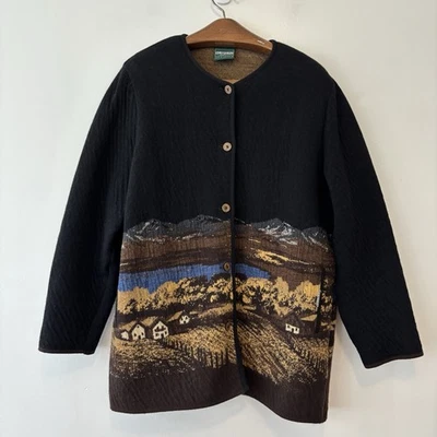 Geiger Collections Suéter Chaqueta Abrigo Mujer XL Mountain Farm Negro Marrón Bolsillo Foto 1 de 4