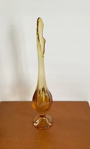 Vintage Wikinger goldene Bernstein Vase 6 Blütenblätter geschwungenes Glas 11,5 cm - Bild 1 von 9