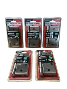 5 Everbilt Ball Bearing Hinge Commercial Grade Square Radius Satin Nickel 4-1/2" - Picture 1 of 2