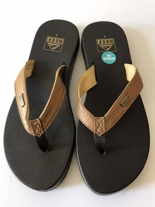 WOMEN'S REEF BROWN/COPPER MIA SASSY FLIP FLOP BEACH/POOL SANDALS SIZE 8 NWT - Picture 1 of 7