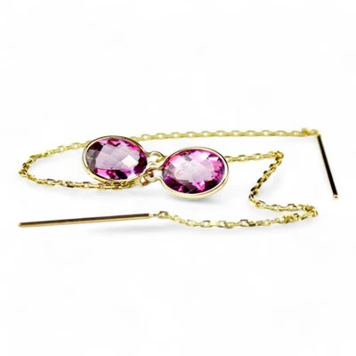 Pure Pink Topaz, 14KY Gold Threaders, E005 - Image 1 of 4