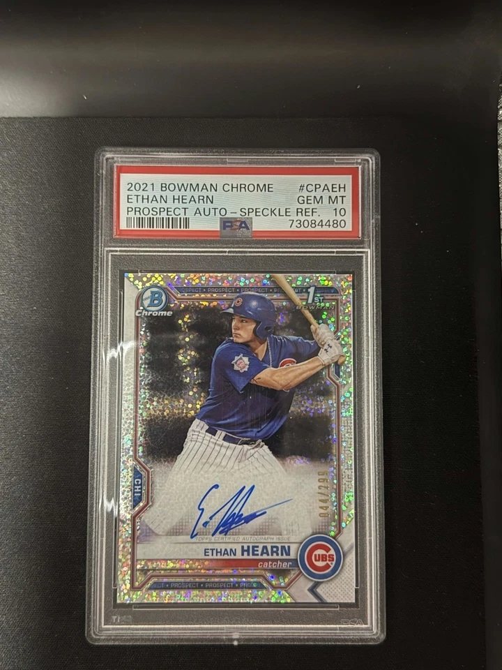 ETHAN HEARN 2021 BOWMAN CHROME RC PROSPECT AUTO SPECKLE REFRACTOR PSA 10 #CPAEH - Image 1 of 3