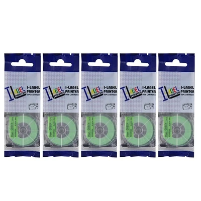 5PK Fluorescent Green Tape Cartridge XR-9FGN for Casio KL-60 EZ Label 9mm - Image 1 of 4