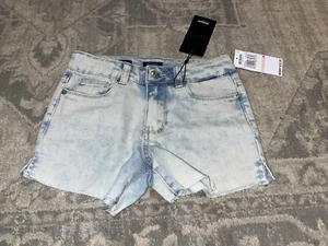 New Hudson Fray Hem Jean Shorts Girls Sz 10 Denim Adjustable Waist Distressed - Picture 1 of 5