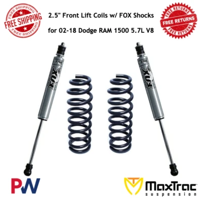 Bobinas de elevación delanteras MaxTrac de 2,5" con amortiguadores Fox para Dodge RAM 1500 2002-2018 5,7 L V8 Foto 1 de 2