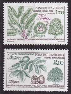ANDORRA FR. #325-326 MNH CHESTNUT & WALNUT TREES, NATURE PROTECTION - Picture 1 of 1