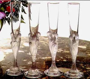 Erté Crystal Champagne Flutes Majestique A Pair (2)  - Picture 1 of 5
