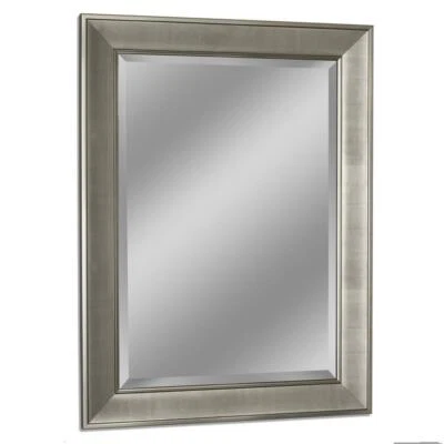 Deco Mirror Bathroom Vanity Mirror Deluxe Glass Framed Rectangular Brush Nickel - Image 1 of 4