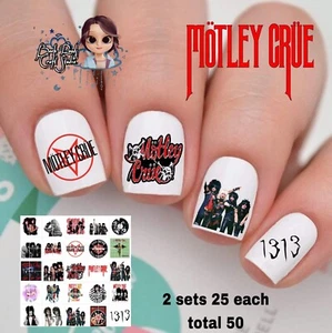 Motley Crue Music Band Waterslide Nail Decals Set Of 50 Instructions & Bonus - Imagen 1 de 4