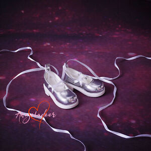 PU Student Shoes Ribbon Strap for 1/6 1/4 1/3 BJD Doll White/Silver/Brown/Black