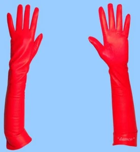 NEW Red LEATHER GLOVES size 8.5 or 2XL - SILK LINED EXTRA LONG GENUINE LAMBSKIN - Picture 1 of 1