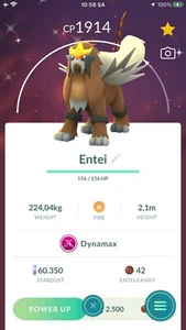 Pokemon Shiny Dynamax Entei GO - P T C Mi'ni - Read Description - Picture 1 of 1