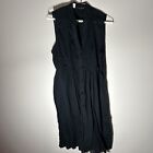 LaBlanca By Rod Beattie Medium Black Cotton Cover Up Tunic Dress Sleeveless Boho