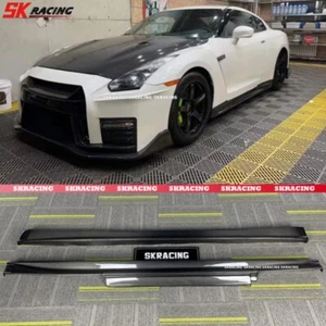 Kit de labios divisores de extensión de faldones laterales de fibra de carbono para Nissan GTR R35 2009-2016 - Imagen 1 de 21
